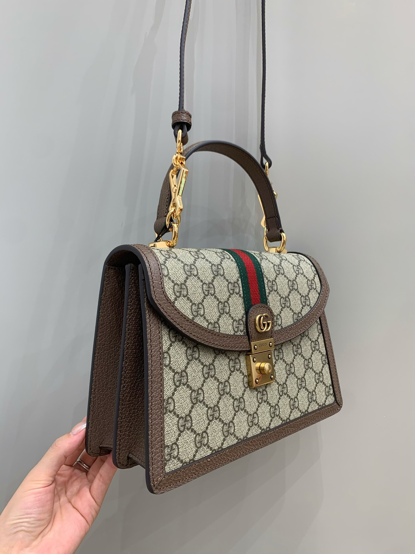 Ophidia Top handle bag angle 2