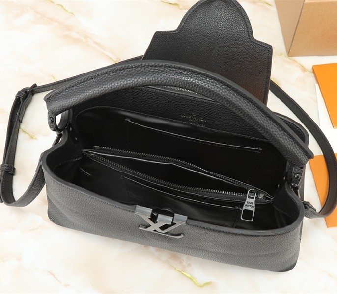 Louis Vuitton Capucines East-West MM Handbag In All Black angle 5