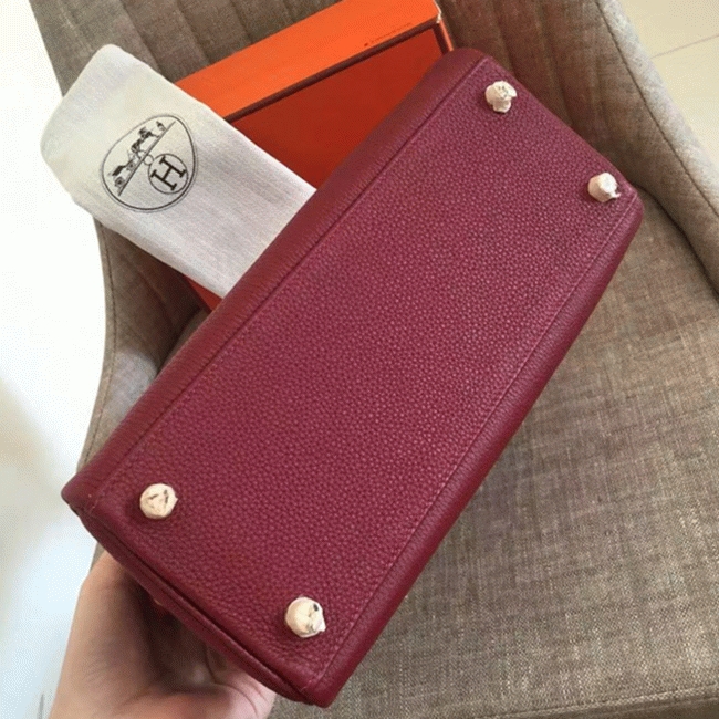 Ruby Clemence Knockoff Hermes Kelly Retourne 28cm Elegant Tote angle 2