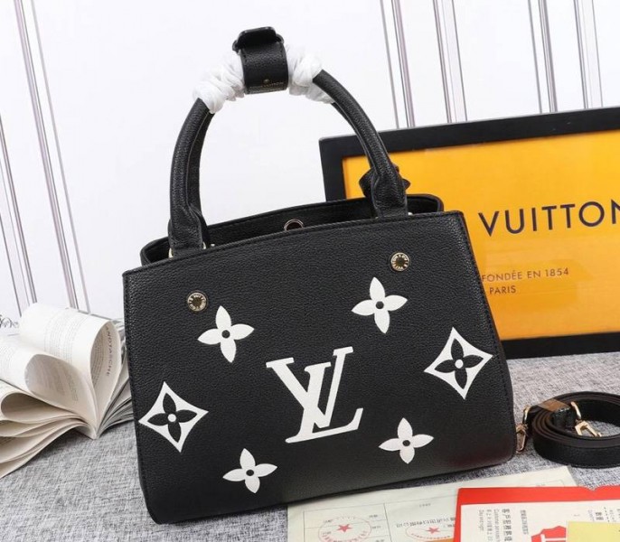 Louis Vuitton Monogram Empreinte Montaigne BB In Black angle 5