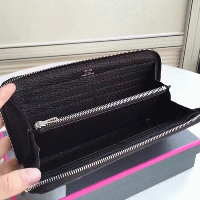 Black AAA Replica Hermes Wallet Azap Zipped angle 5
