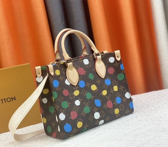 Louis Vuitton Econyl Regenerated Nylon Onthego GM Tote In Beige angle 2