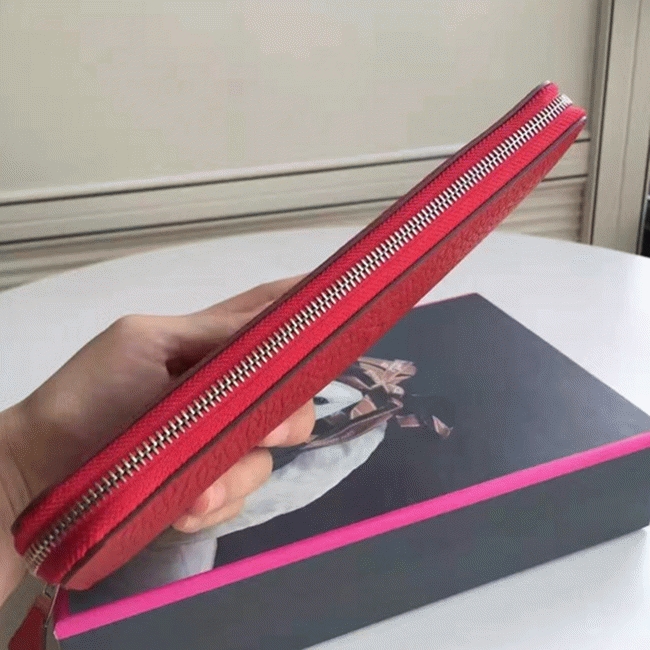 Red Fake Hermes Wallet Azap Zipped angle 4