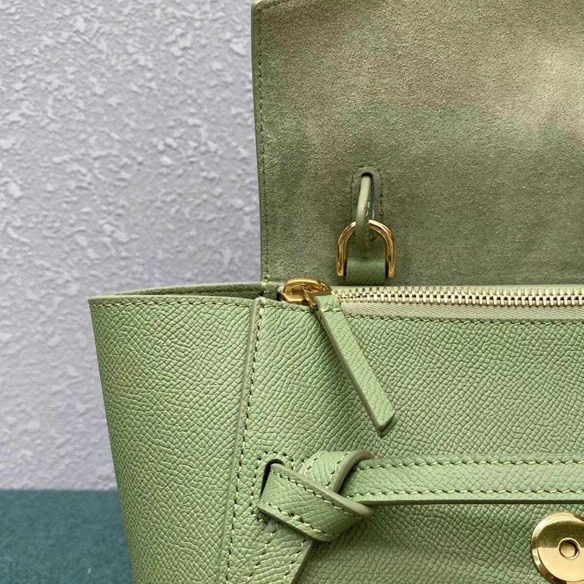 Celine Belt Nano Bag Fake in Sage angle 5