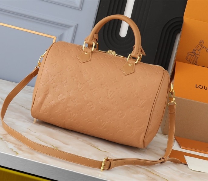 Louis Vuitton Monogram Empreinte Speedy Soft 30 Handbag In Arizona Beige angle 2