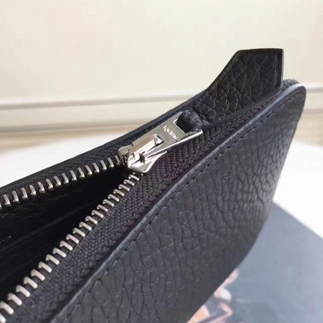 Black AAA Replica Hermes Wallet Azap Zipped angle 2