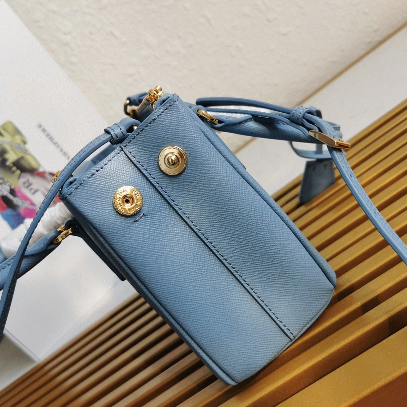 Light Blue Prada Mini Galleria Bag Fake angle 3