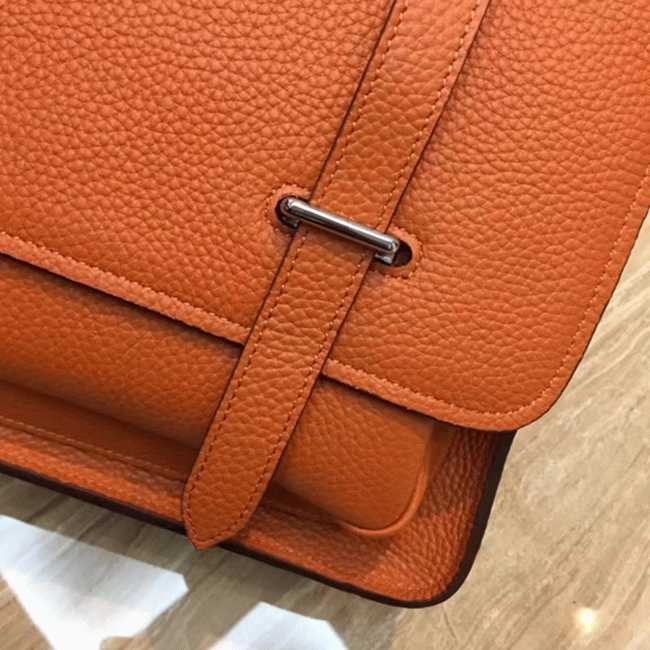 Orange Knockoff Hermes Steve Messenger Bag angle 4