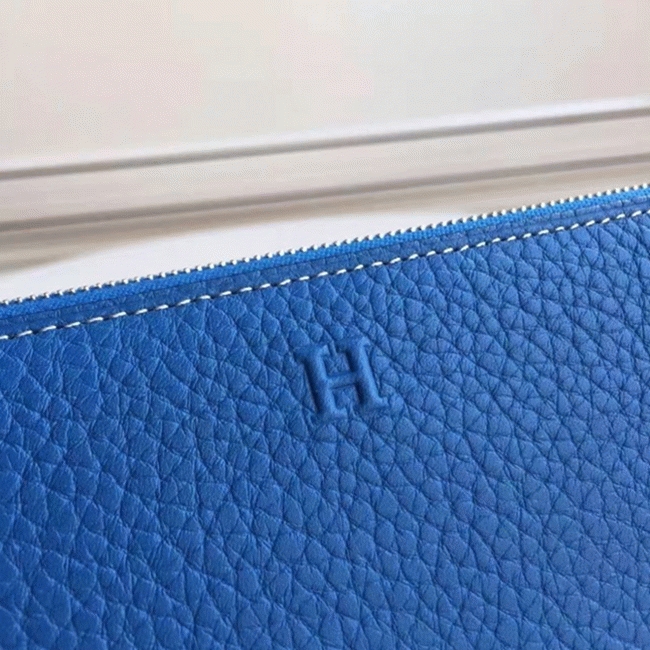 Blue Best Replica Hermes Wallet Azap Zipped angle 3