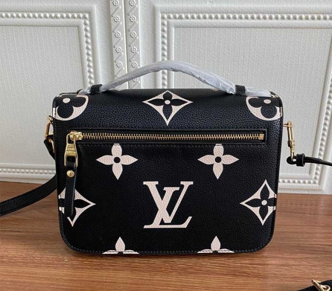 Louis Vuitton Bicolor Monogram Empreinte Metis Bag In Black And Beige angle 4