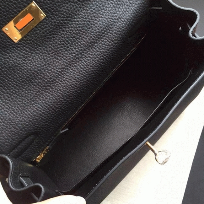 Black Clemence Replica Hermes Kelly Retourne 32cm Classic Purse angle 5