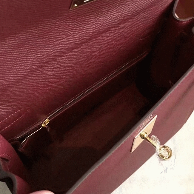 Bordeaux Epsom Copy Hermes Kelly Sellier 28cm Premium Handbag angle 3