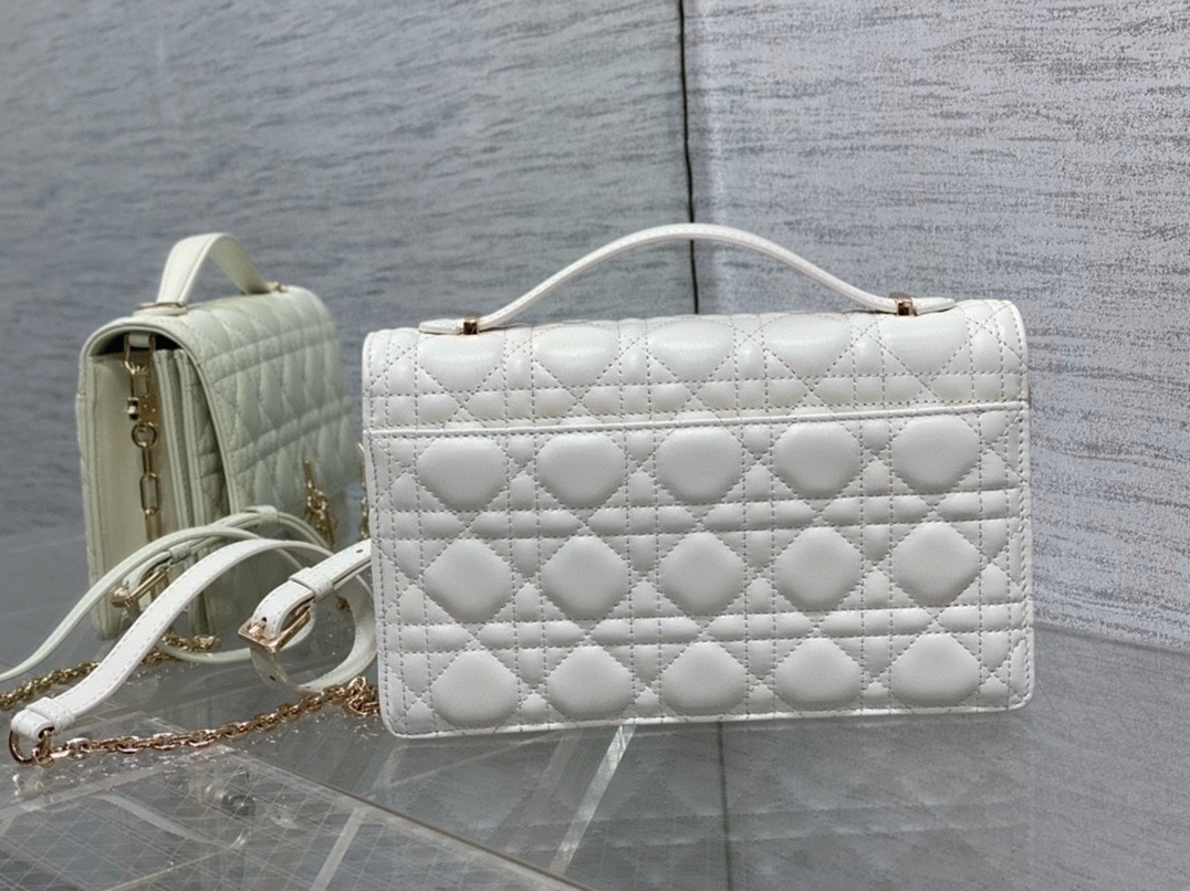 Dior Miss Dior Top Handle Bag Replica in White Cannage Lambskin angle 4