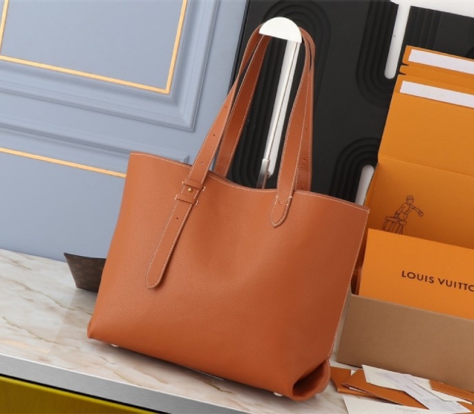 Louis Vuitton Low Key Cabas MM Bag In Cognac Brown angle 2