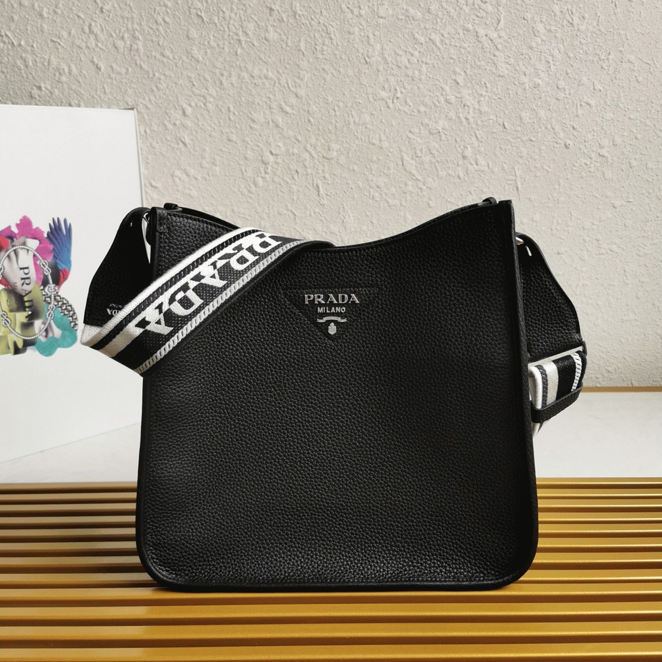Prada Hobo Bag Best Replica in Black angle 3