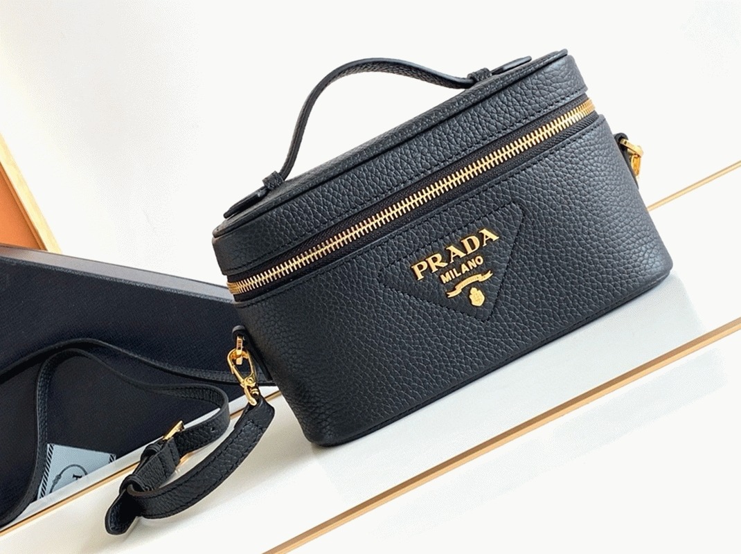 Prada Mini Vanity Bag Replica in Black angle 4