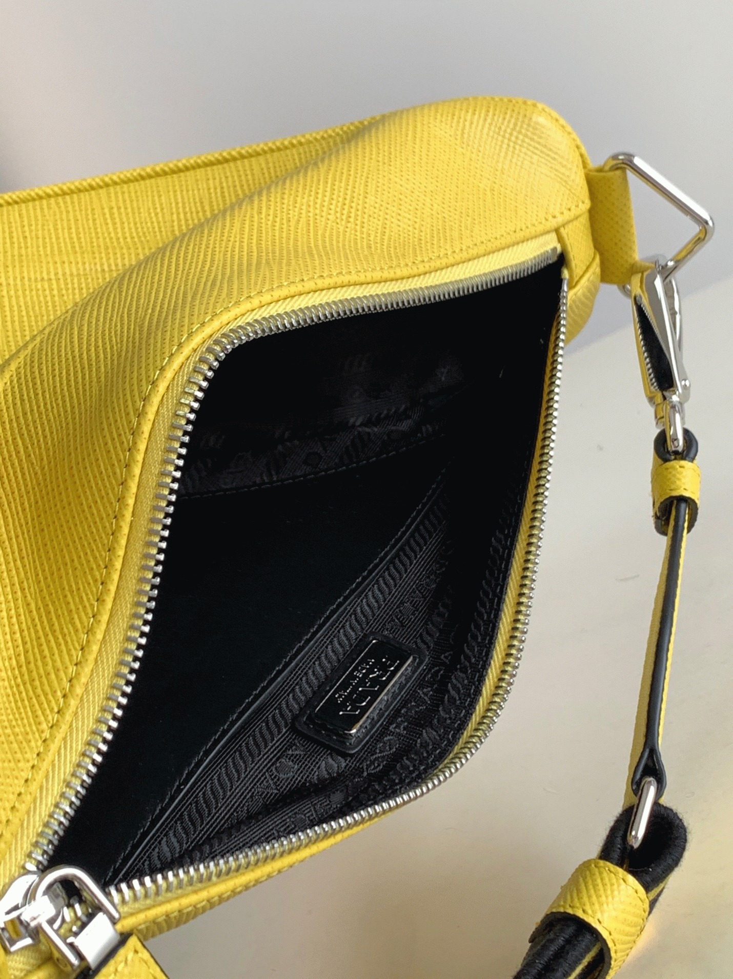 Prada Triangle Shoulder Bag Knockoff in Yellow angle 5