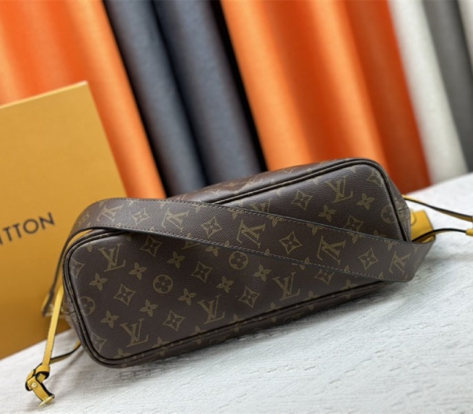 Louis Vuitton Neverfull Bandouliere Inside Out MM Tote In Monogram Canvas And Yellow Textile And Leather angle 5