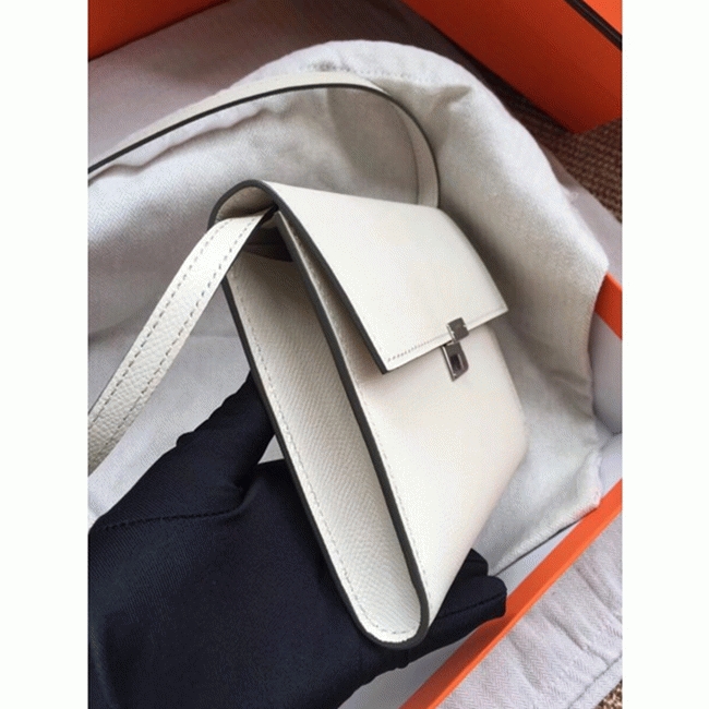 White top knockoff Hermes Clic wallet with strap angle 4