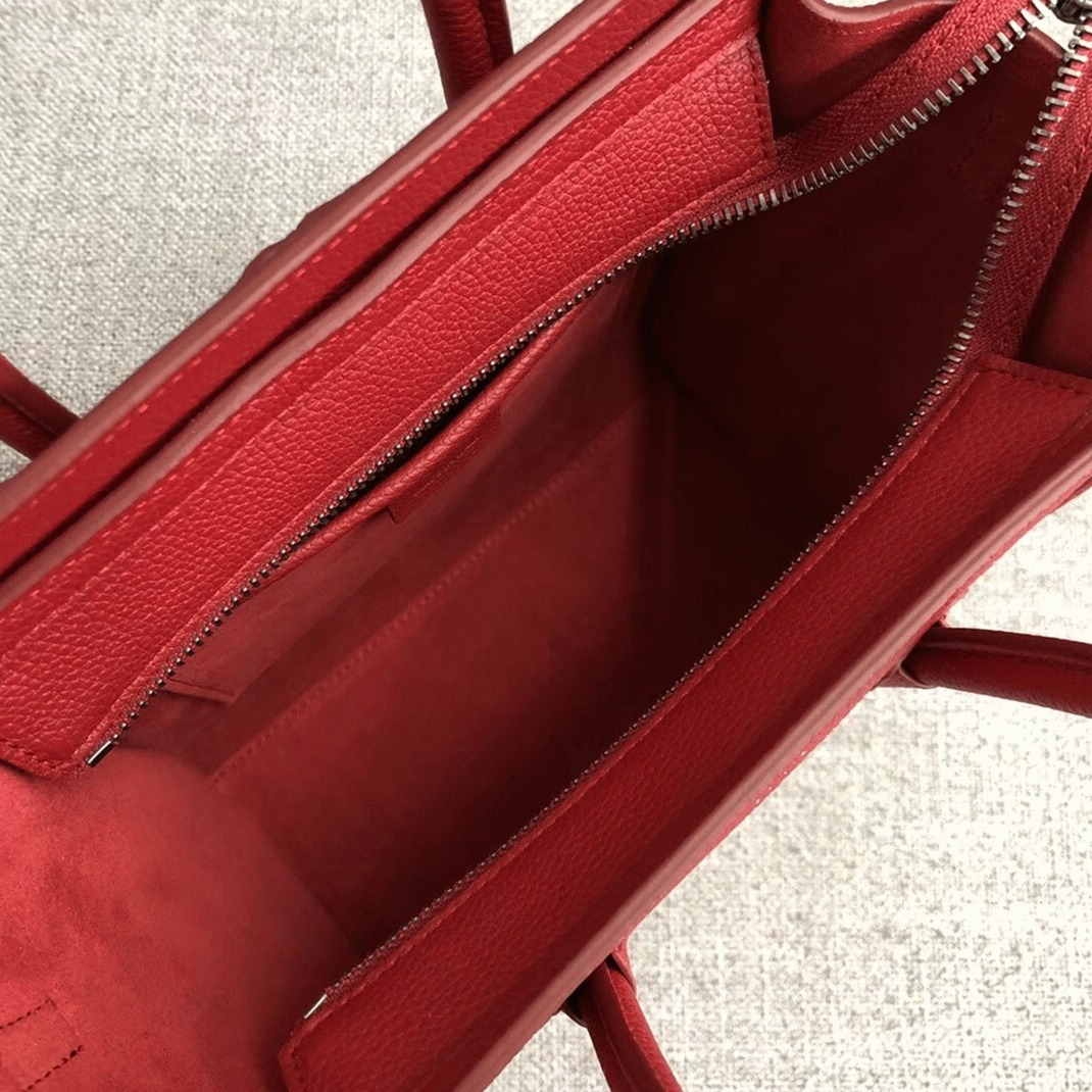 Celine Nano Luggage Tote Bag Fake in Red angle 2
