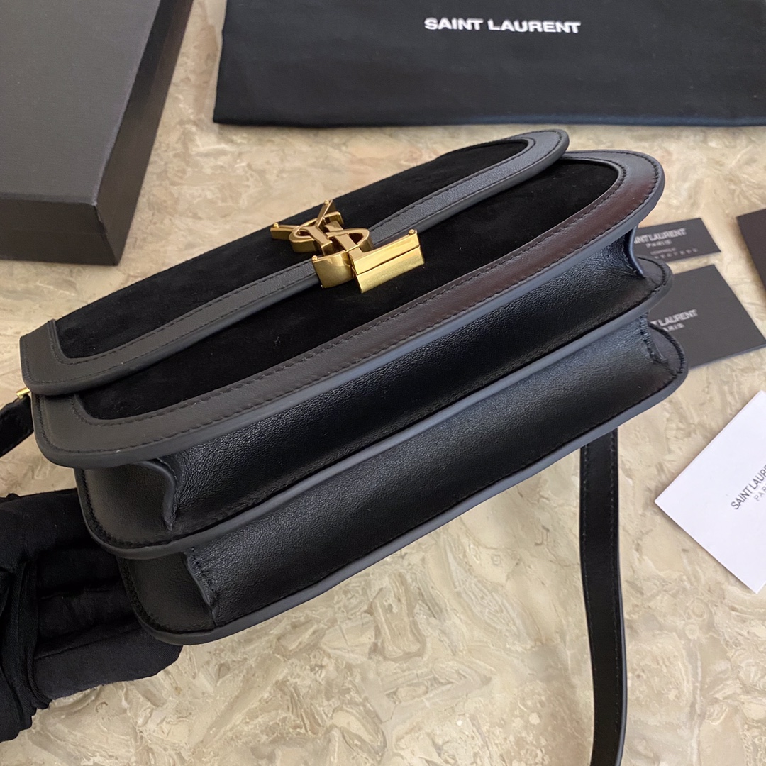 SOLFERINO MEDIUM SOFT SATCHEL IN SUEDE AND SMOOTH LEATHER angle 5