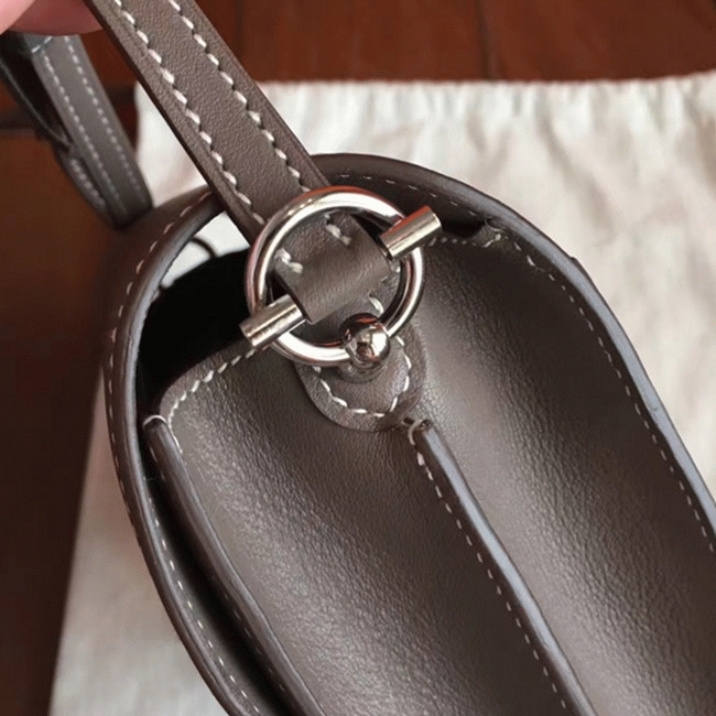 Etoupe knockoff Hermes Mini Sac Roulis handbag angle 5