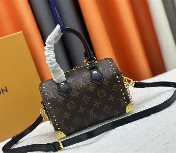 Louis Vuitton Monogram Canvas Cruise 2025 Speedy 20 Trunk Bag In Black angle 3