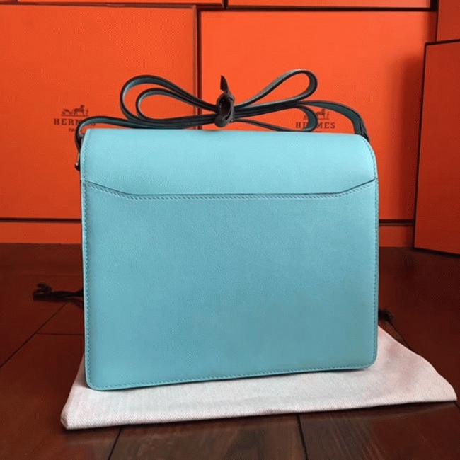 Blue atoll fake Hermes Mini Sac Roulis handbag angle 3