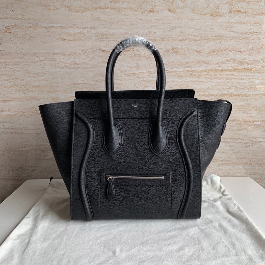 Celine Mini Luggage Tote Bag Fake in Black angle 3