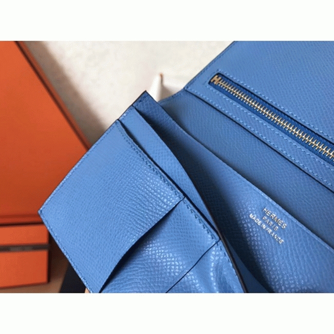 Blue Jean Epsom Replica Hermes Bearn Wallet angle 4