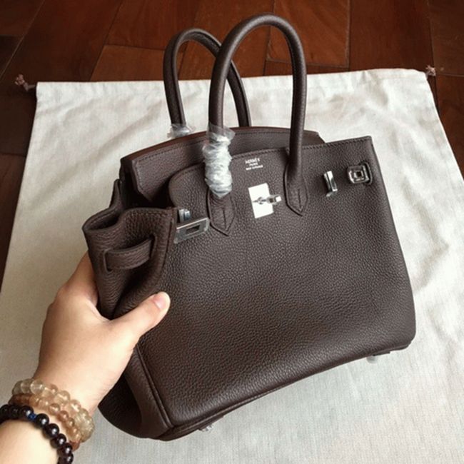 Hermes Birkin 25cm Handmade Knockoff Bag in Café Shade angle 4