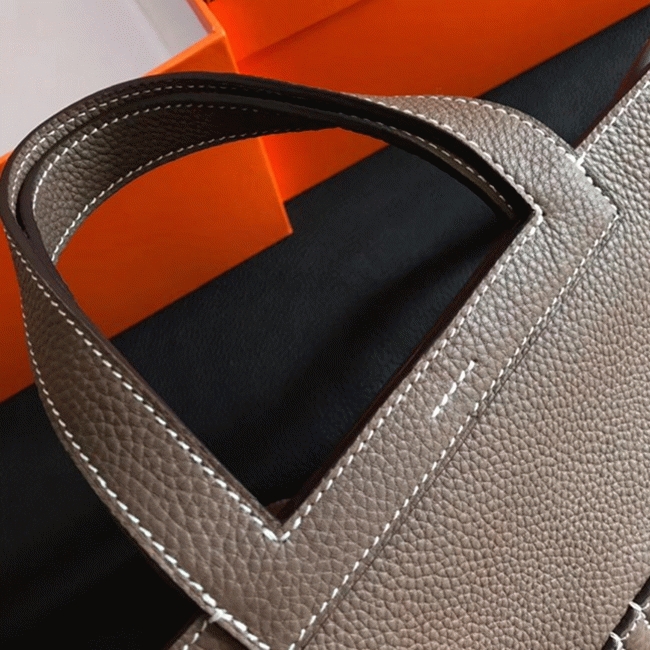Etoupe Fake Hermes Halzan Soft Neutral Shoulder Bag angle 2