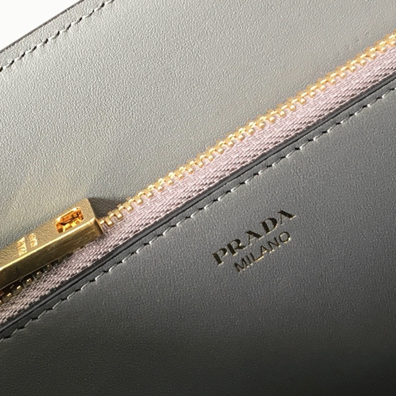 Prada Monochrome Small Bag Fake in Grey angle 4