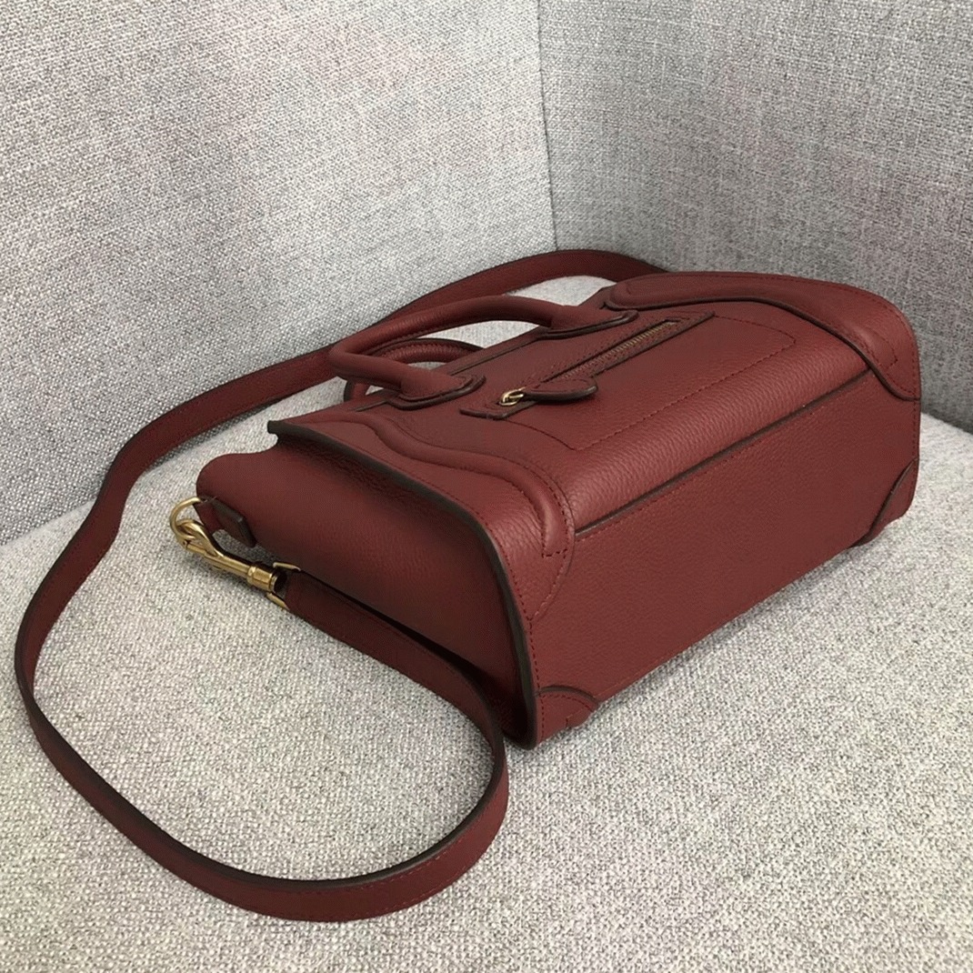 Celine Nano Luggage Tote Bag Fake in Ruby angle 4