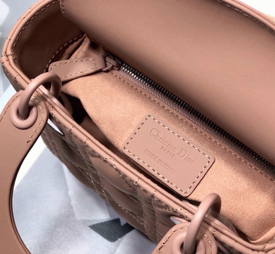 Dior Lady Dior Mini Chain Bag Replica in Blush angle 3