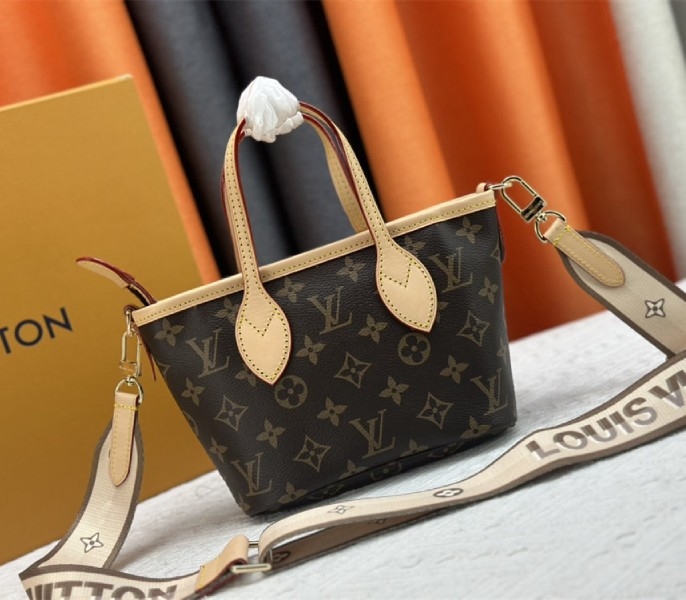 Louis Vuitton Monogram Canvas Neverfull BB Tote In Beige angle 4