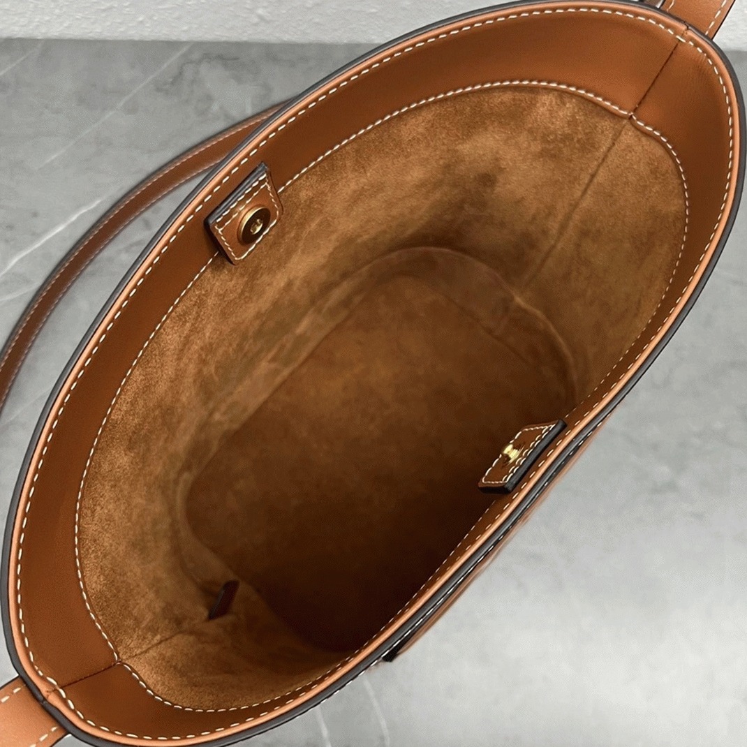 Top Quality Replica Celine Small Bucket Cuir Triomphe In Brown Calfskin angle 4
