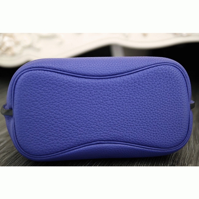 Blue Leather Knockoff Hermes So Kelly 22cm Cool-Toned Handbag angle 2