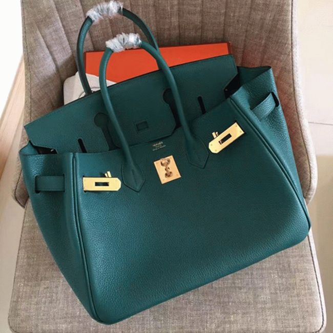 1:1 Copy Hermes Birkin 30cm Bag in Malachite Shade angle 3