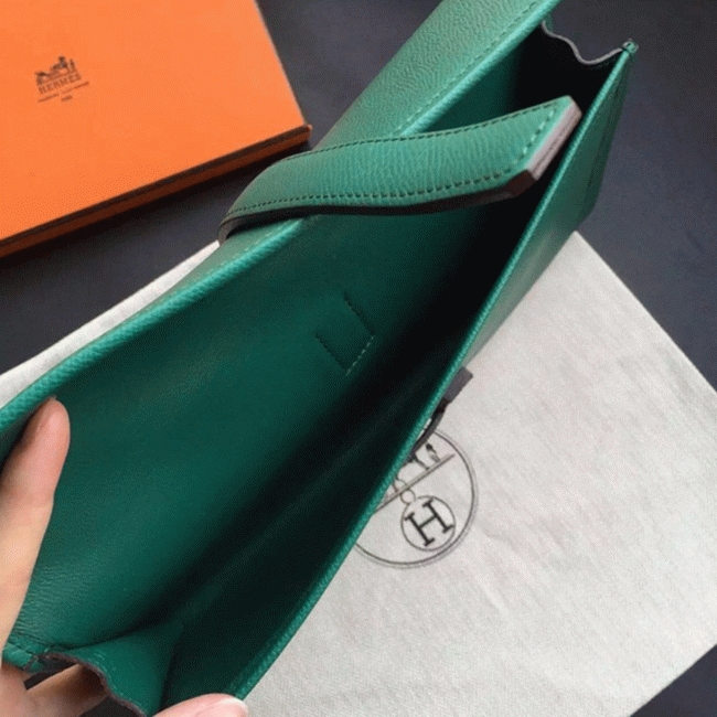 Dark green replica Hermes Jige Elan 29 clutch bag angle 3