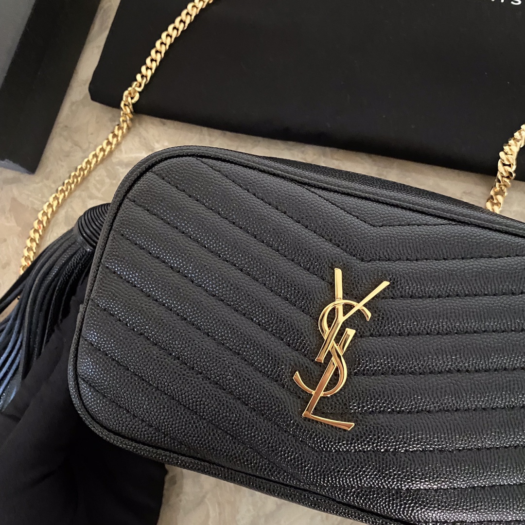 YSL Mini Lou Quilted Leather Camera Bag angle 3