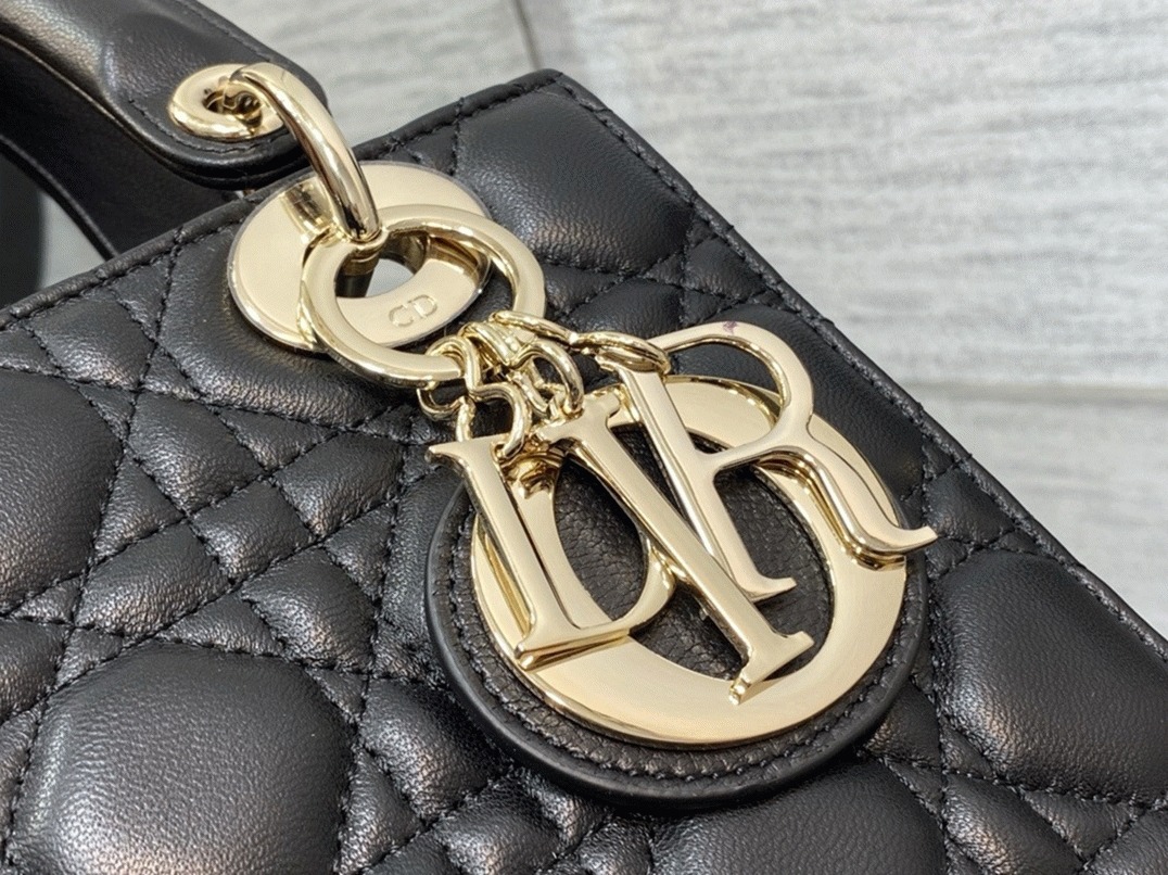 Dior Small Lady Dior My ABCDior Bag Knockoff in Black Cannage Lambskin angle 5