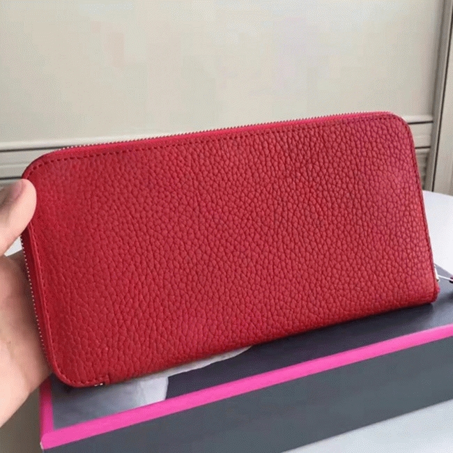 Red Fake Hermes Wallet Azap Zipped angle 2
