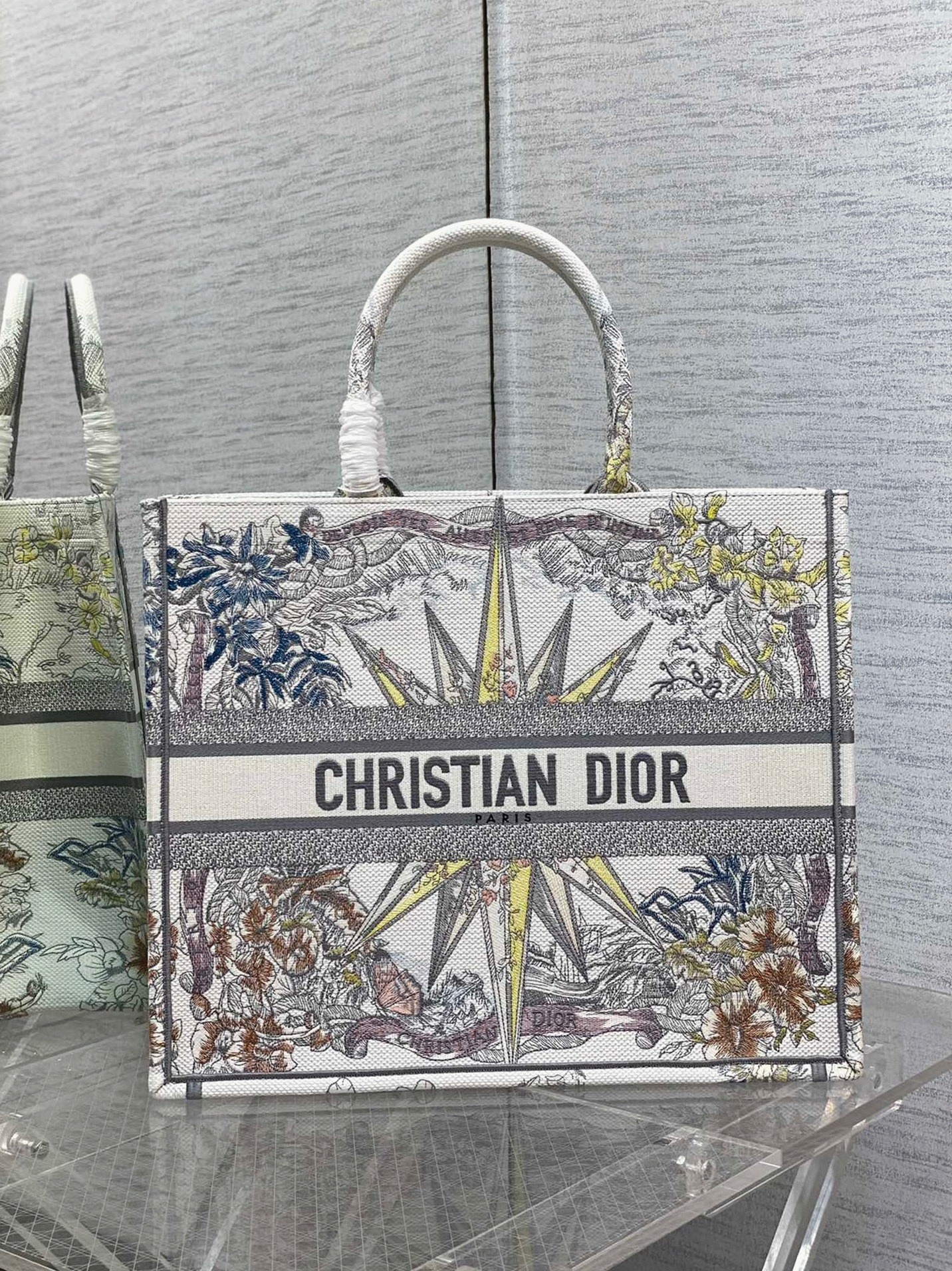 Dior Large Book Tote Bag Replica in Multicolor Rêve d Infini Embroidery angle 4