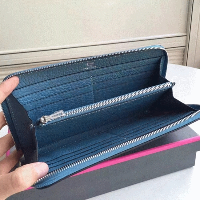 Blue Jean Fake Designer Hermes Wallet Azap Zipped angle 4