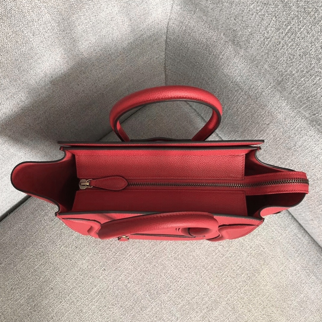 Celine Micro Luggage Tote Bag Fake in Red angle 2