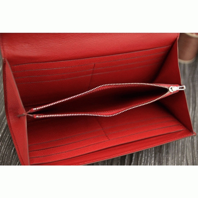 Red AAA fake Hermes Constance wallet angle 5