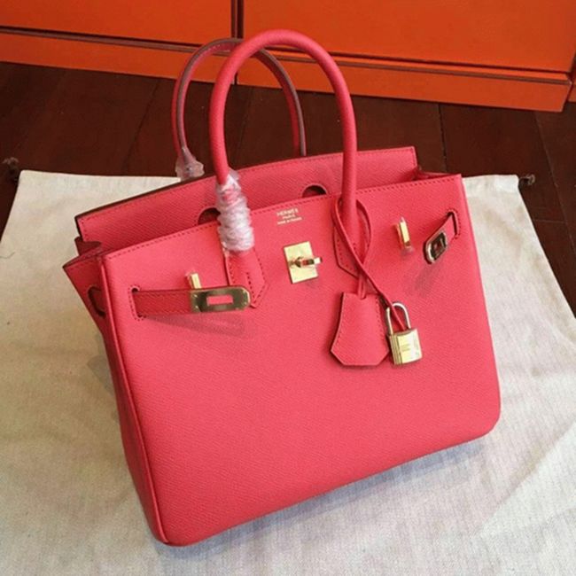 Rose Red Hermes Birkin 25cm AAA Imitation angle 4