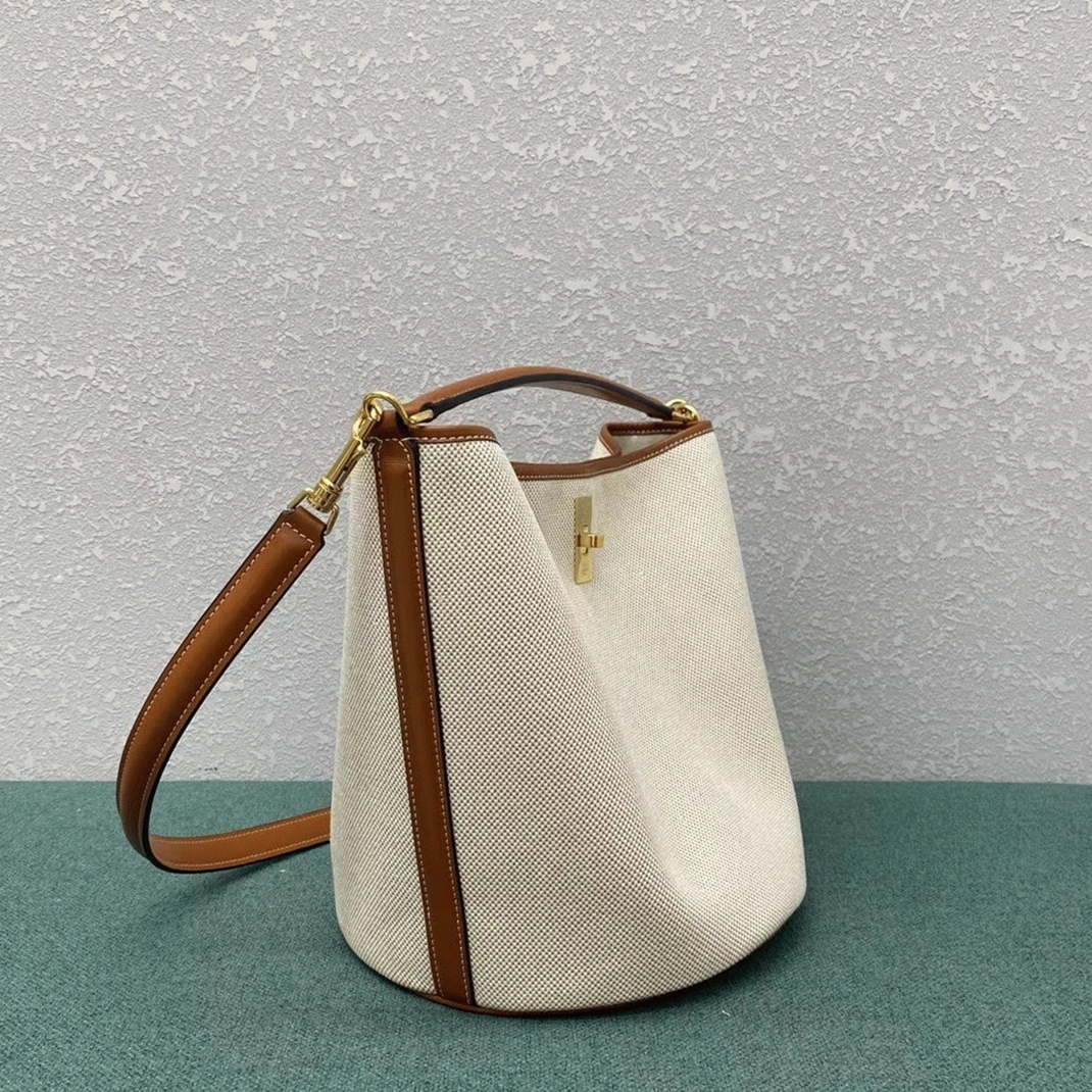 Top Quality Replica Celine Bucket 16 Bag In Textile and Calfskin angle 3