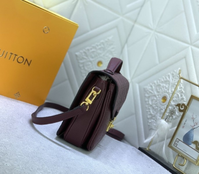 LV Monogram Empreinte Leather Metis In Wine angle 5